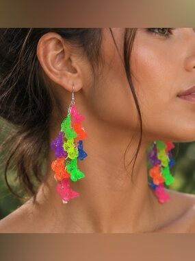 Dangling Multi Colored Butterfly Earrings